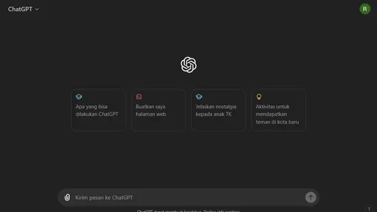 Antarmuka chatbot ChatGPT
