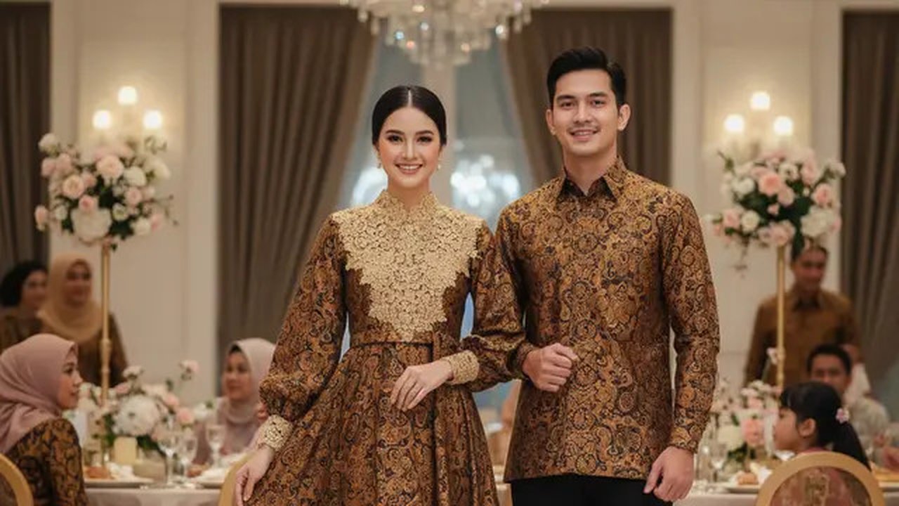 Model Gamis Batik Couple Brokat Elegan Keluarga Besar. Gemini