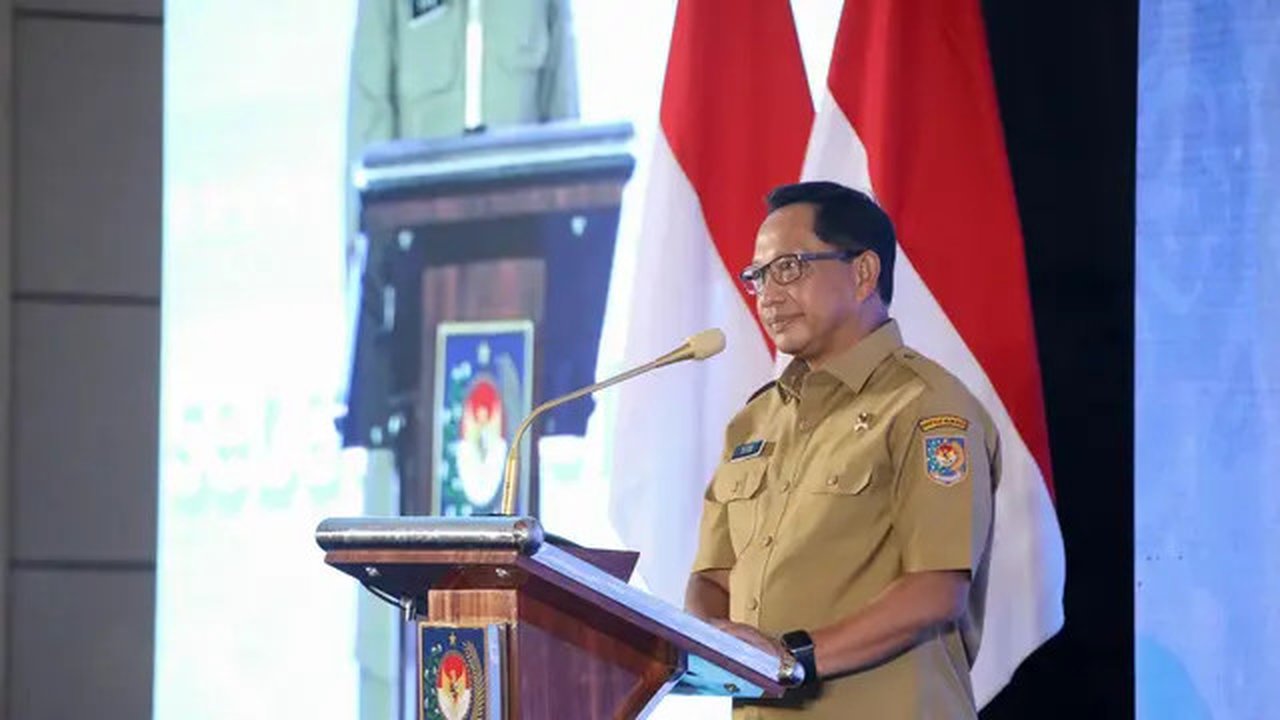 Menteri Dalam Negeri (Mendagri) Muhammad Tito Karnavian pada Rapat Koordinasi Nasional (Rakornas) Posyandu Tahun 2025 di Mercure Convention Center Ancol, Jakarta, Senin (22/9/2025).