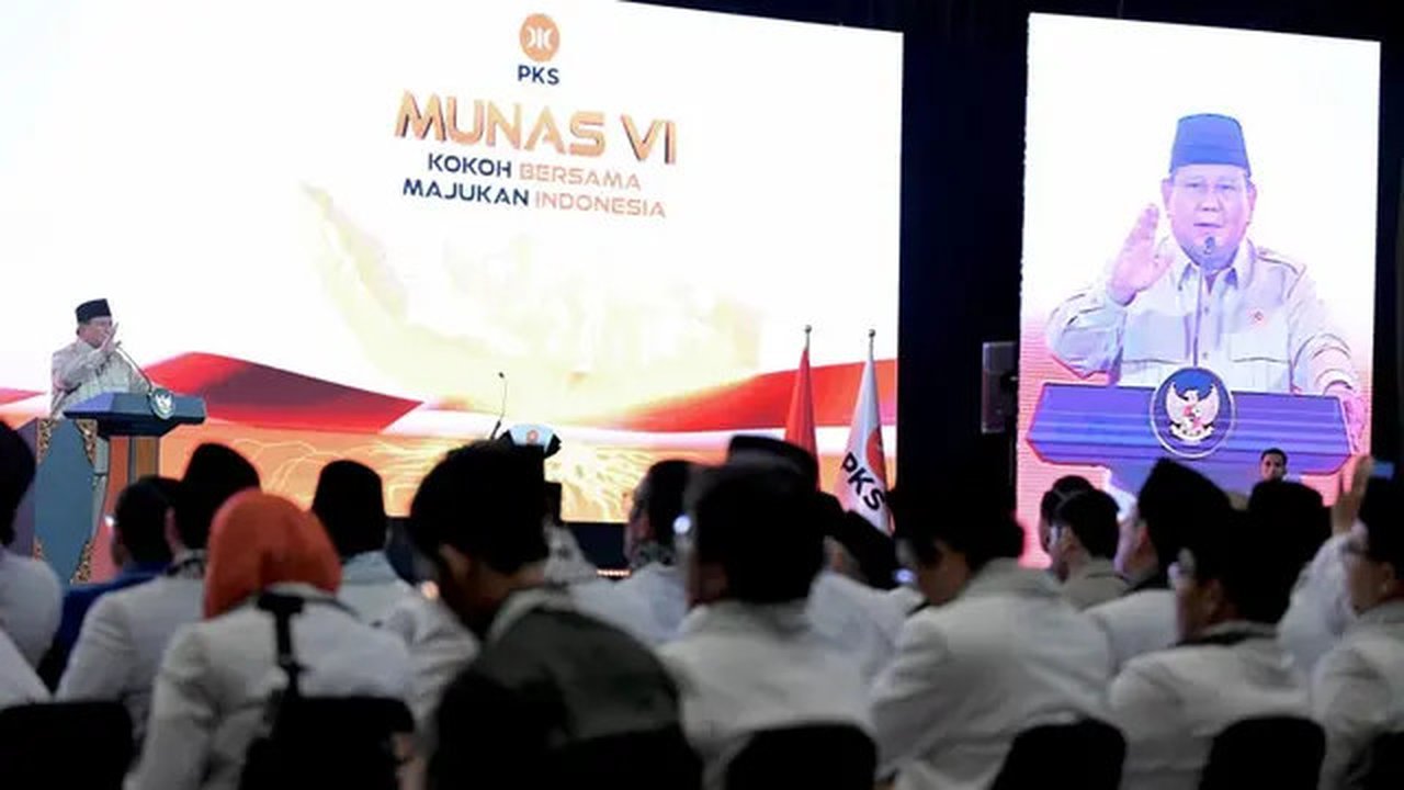 Presiden Prabowo Subianto menghadiri Munas VI PKS, Jakarta pada Senin (29/9/2025). (Biro Pers)