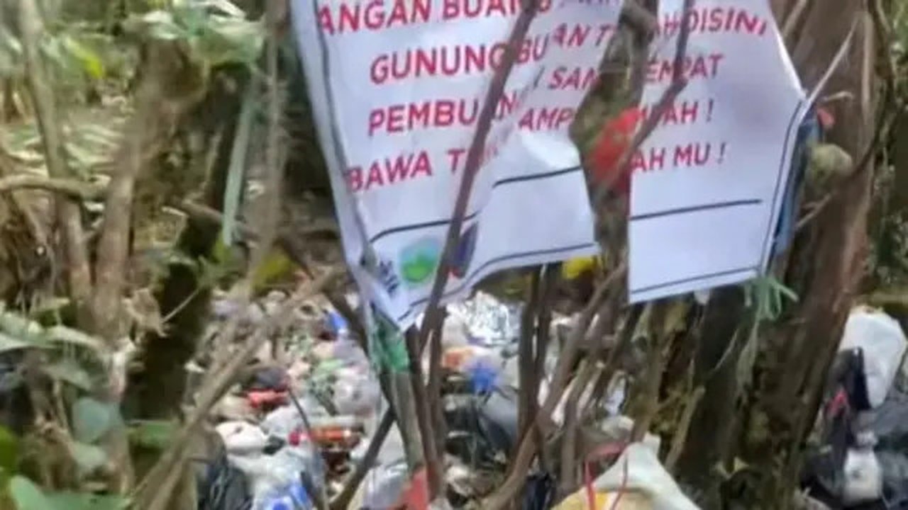Sampah tampak menumpuk di Gunung Gede Pangrango usai long weekend Maulid Nabi 2025. (dok. tangkapan layar video TikTok @febriherawati4/