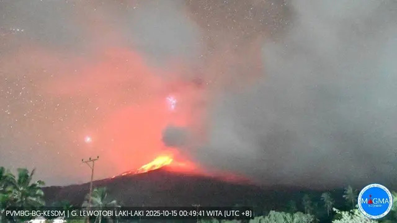 Gunung Lewotobi Laki-laki Erupsi Selasa Malam (Dok: Kementerian ESDM)