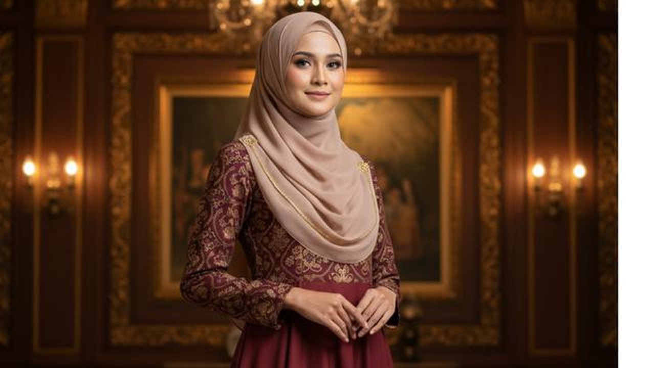 Model Gamis Kombinasi Atas Batik Bawah Polos (Foto: Gemini AI)