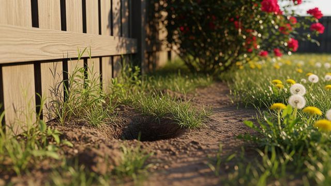 Ilustrasi lubang ular di pekarangan rumah. [Foto: Gemini]