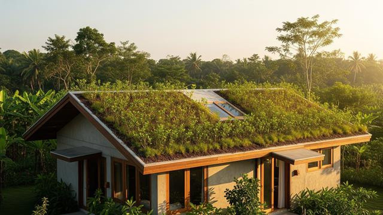 Rumah Compact dengan Atap Tanaman Hijau Anti Panas dan Bocor (Sumber: gemini.com)