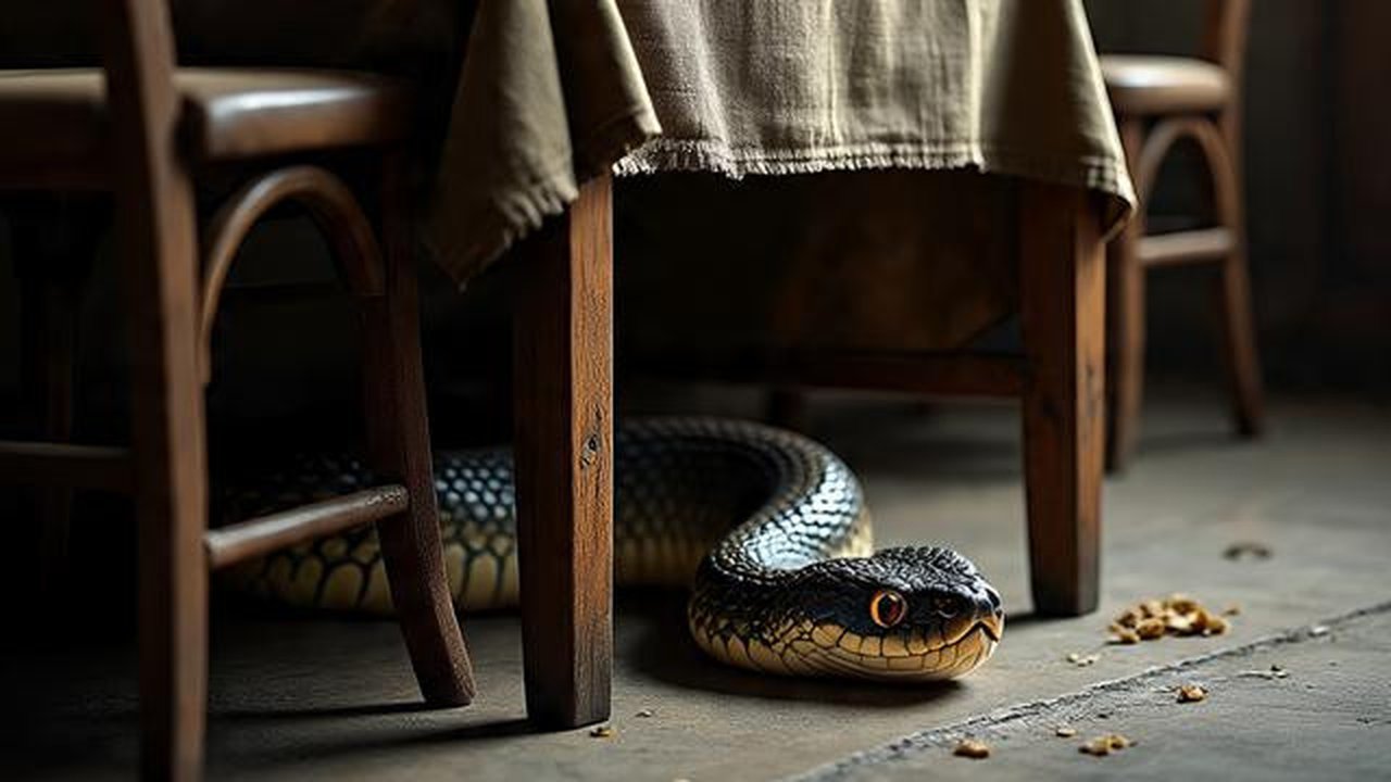 Ular masuk rumah. Ilustrasi MetaAI