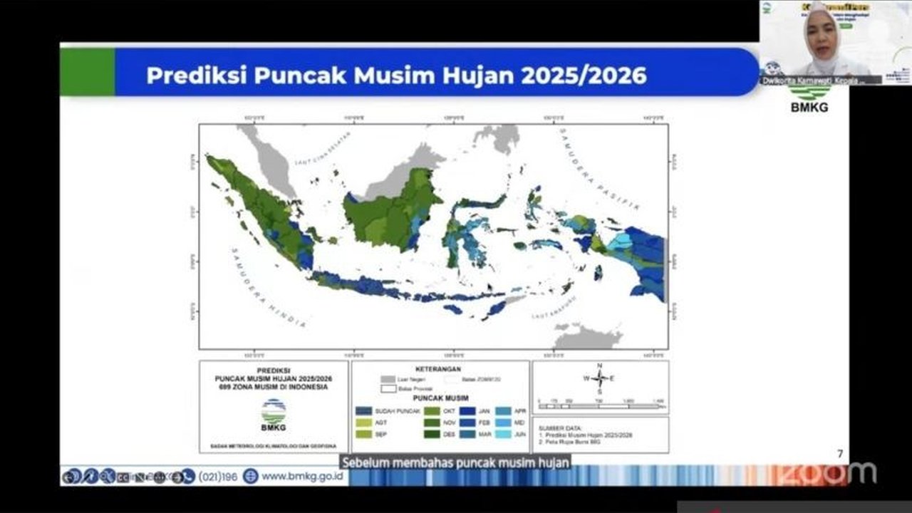 Badan Meteorologi, Klimatologi, dan Geofisika (BMKG) mengumumkan puncak musim hujan akan berlangsung dari November hingga Februari, dengan 43,8% wilayah Indonesia telah memasukinya. Siaga bencana hidrometeorologi!