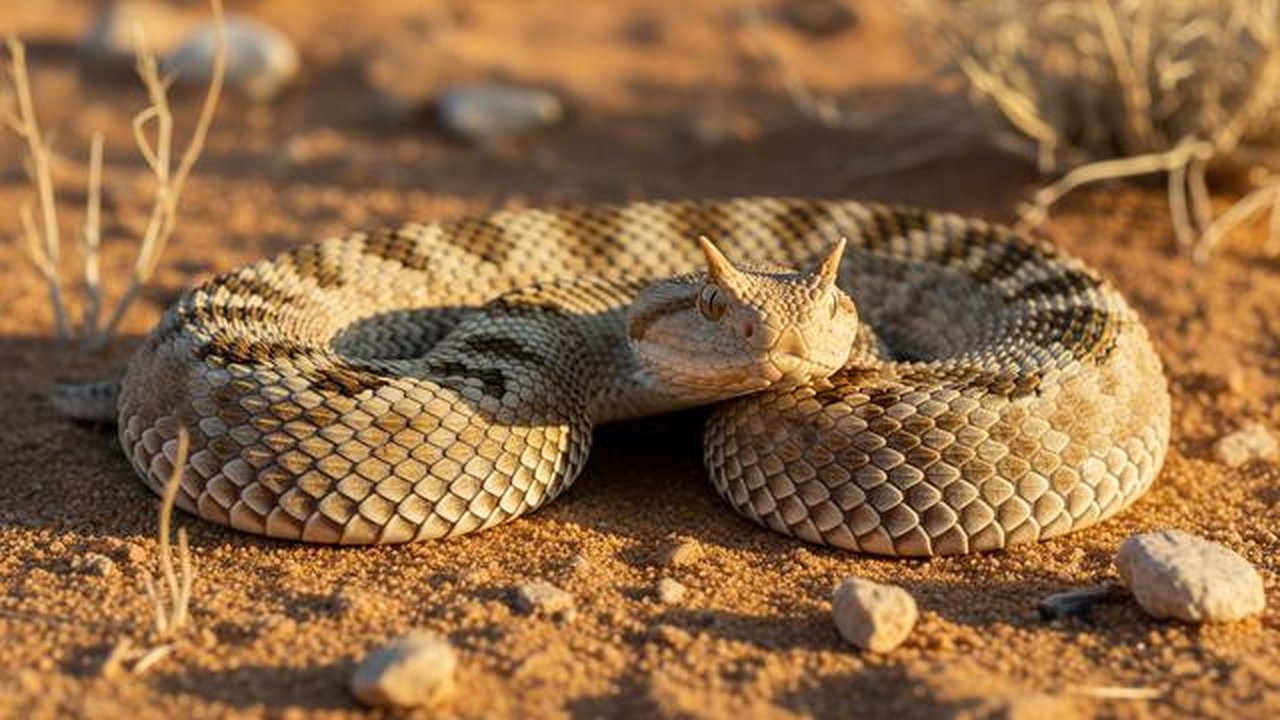 Ilustrasi Ular Bertanduk Gurun (Desert Horned Viper). [Foto: Gemini]