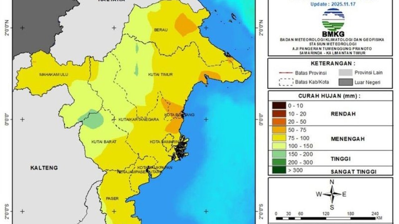 BMKG Samarinda mengeluarkan peringatan dini bagi warga Kalimantan Timur untuk Waspada Banjir Kaltim dan potensi bencana lain akibat hujan intensitas sedang pada dasarian 3 November.