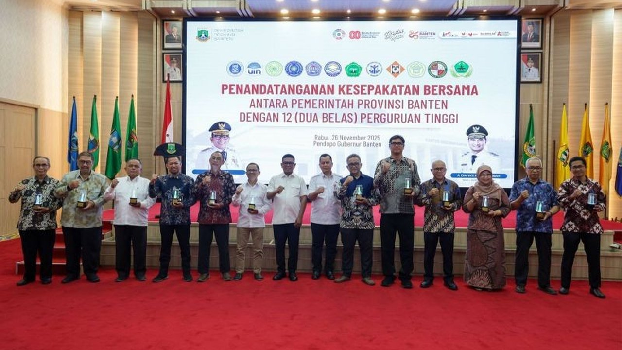 Pemerintah Provinsi Banten memperkuat Kolaborasi Pemprov Banten Kampus dengan 12 perguruan tinggi demi percepatan pembangunan daerah berbasis riset dan data akurat.