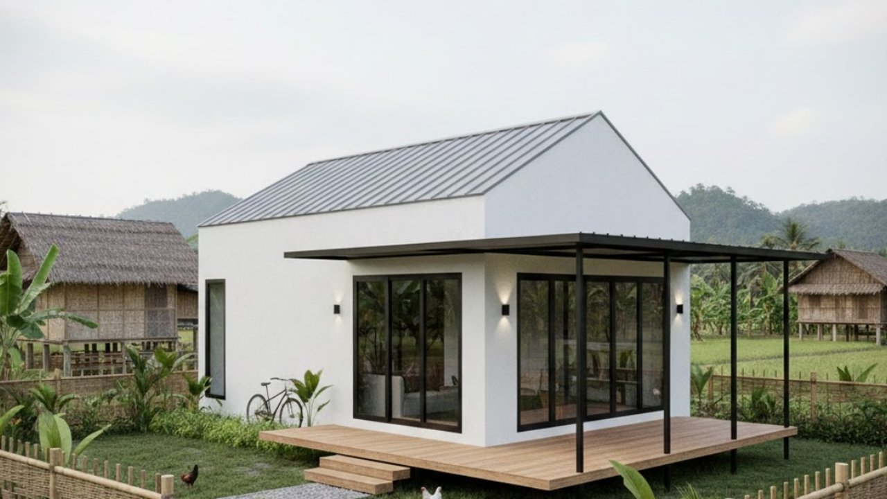 Ilustrasi Rumah Minimalis di Kampung