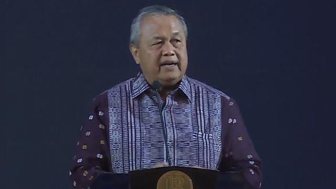 Gubernur Bank Indonesia Perry Warjiyo dalam Pertemuan Tahunan Bank Indonesia, di Jakarta, Jumat (28/11/2025).(Foto: Liputan6.com/Tira Santia)