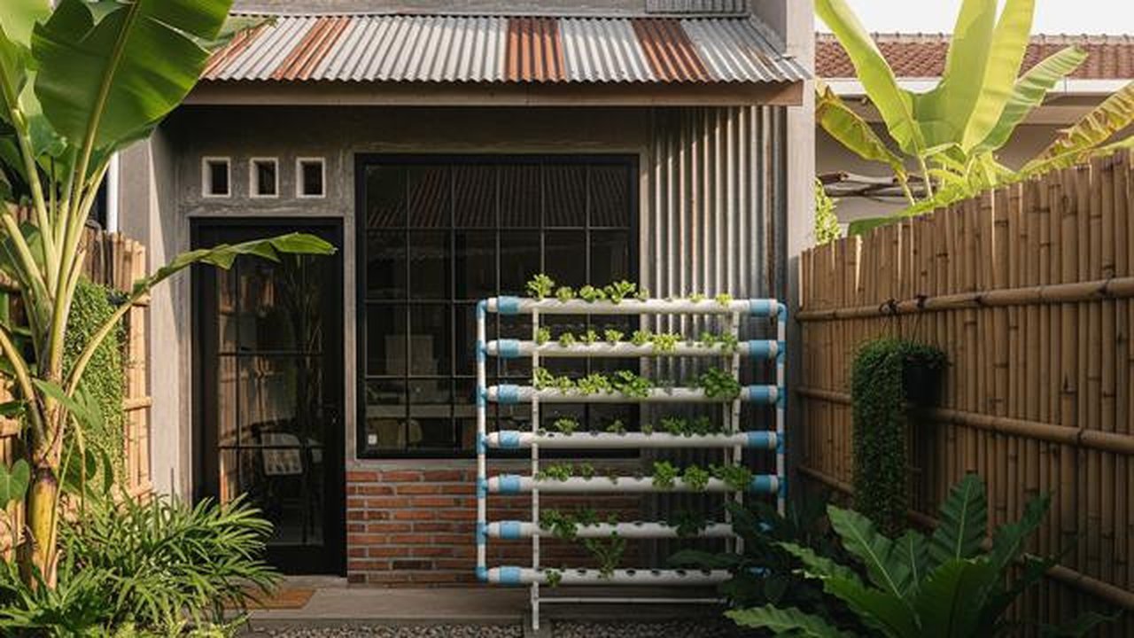 Model Rumah Mungil tapi Punya Halaman Belakang untuk Hidroponik. (Foto: AI)