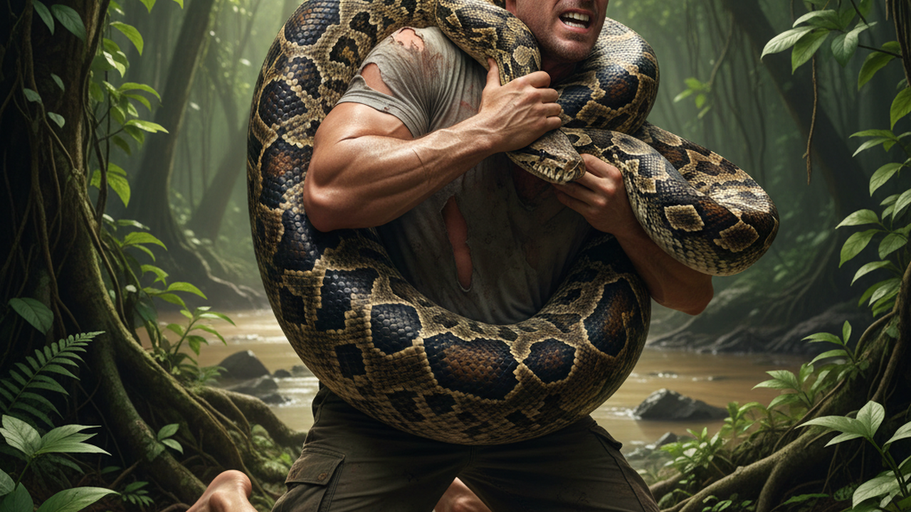 Ilustrasi Terlilit Ular Piton