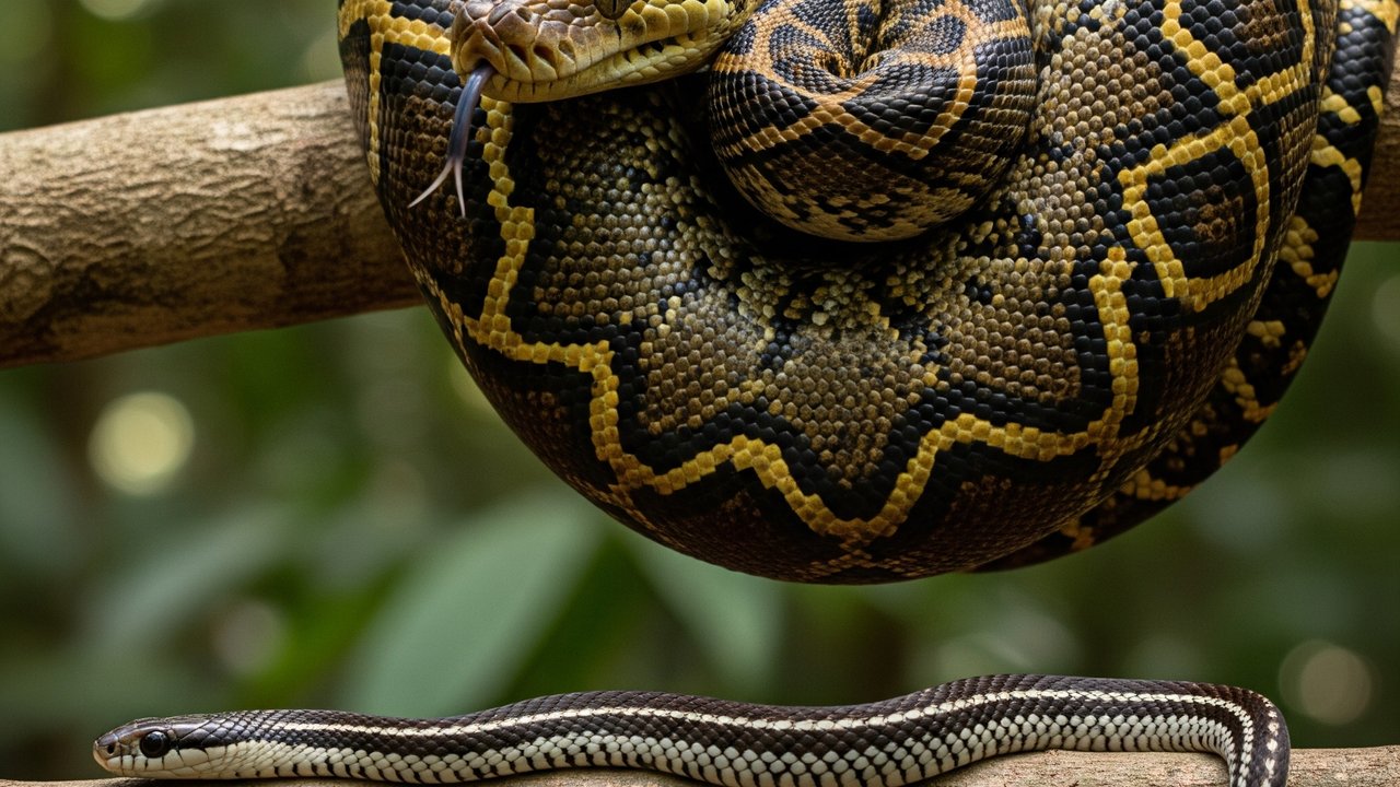 <p>Ular Sanca Kembang dan Ular Cicak</p>