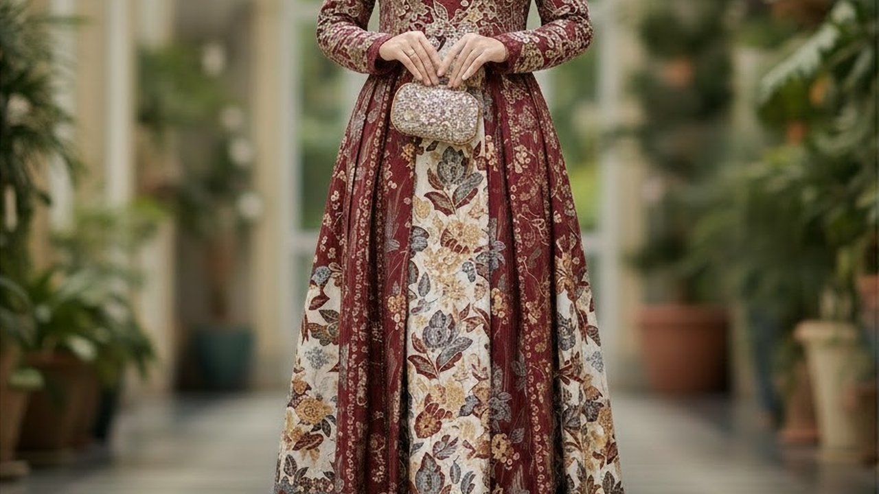 Model Gamis Batik Brokat