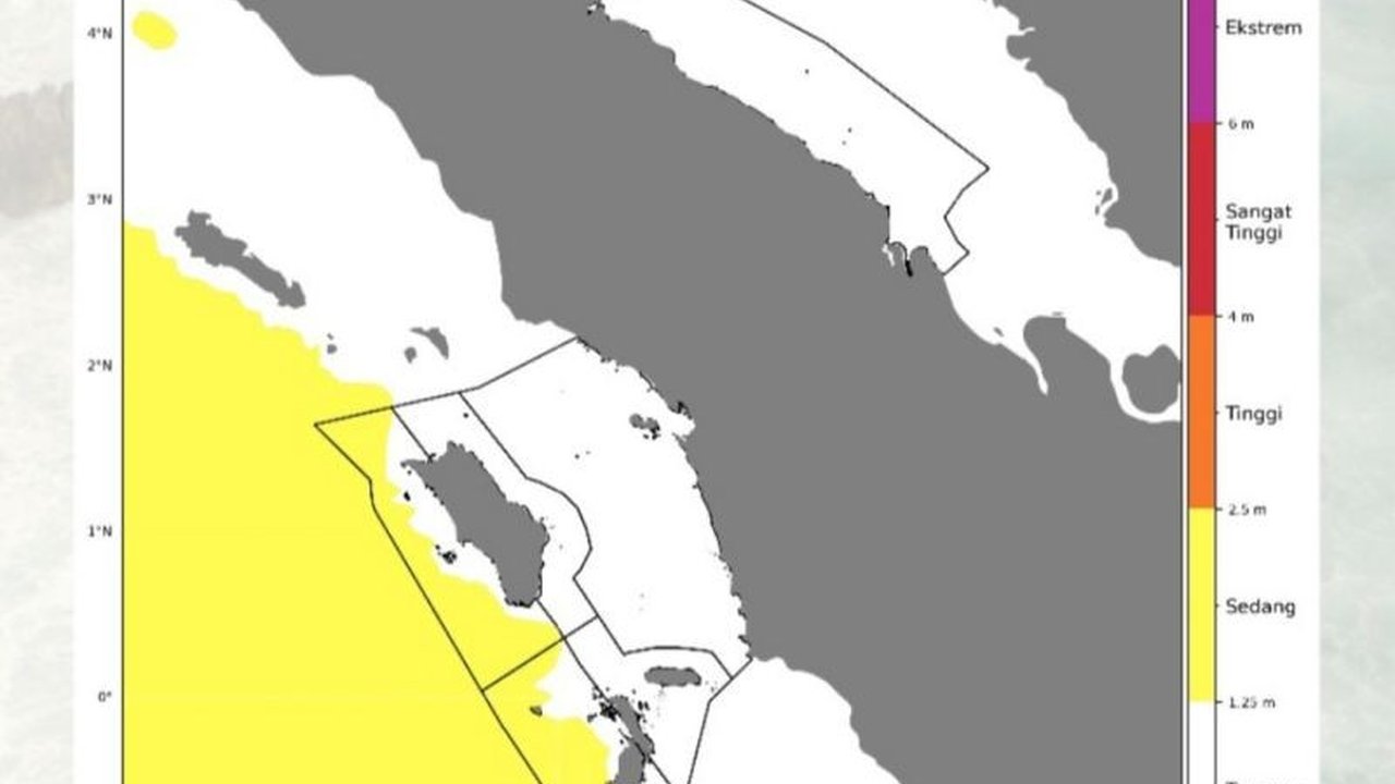 BMKG mengeluarkan peringatan dini potensi gelombang tinggi hingga 2,5 meter di perairan Nias dan sekitarnya mulai 15-17 Desember 2025, berisiko bagi pelayaran.