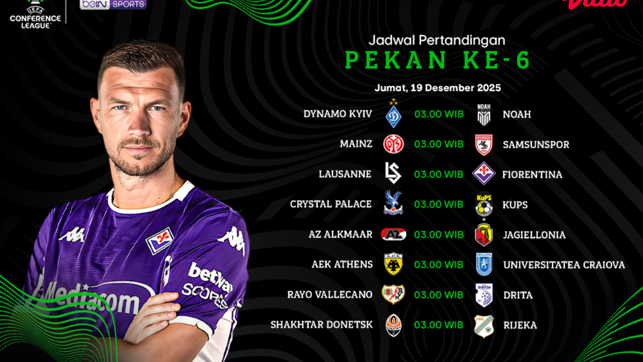 Berikut Jadwal Pertandingan UECL Pekan Ke-6 2025/26, Tayang di Vidio