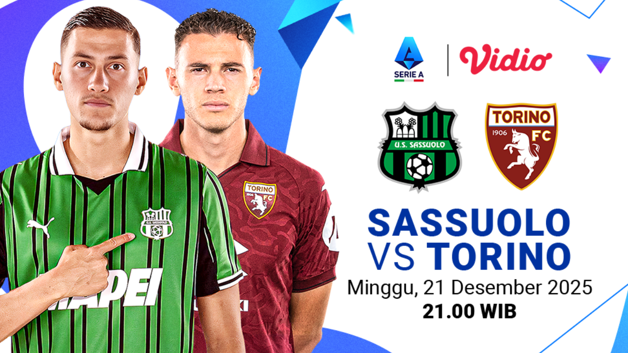 Saksikan Live Streaming Serie A Pekan ke-16: Sassuolo vs Torino, Eksklusif di Vidio