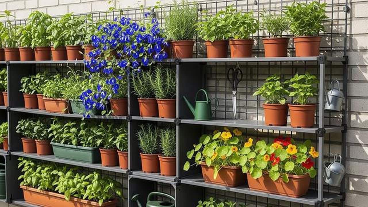 Kebun Sayur dan Herbal Pakai Rak Susun Dinding Rumah. Foto: Gemini