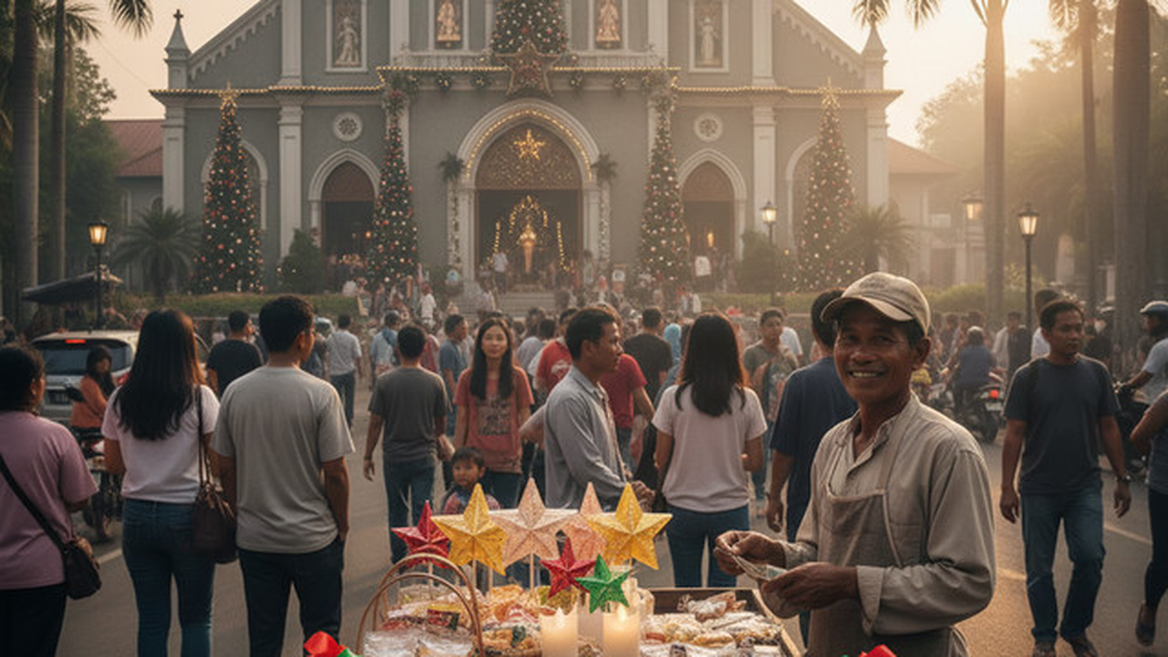 ide jualan makanan di dekat gereja saat Natal. Gemini