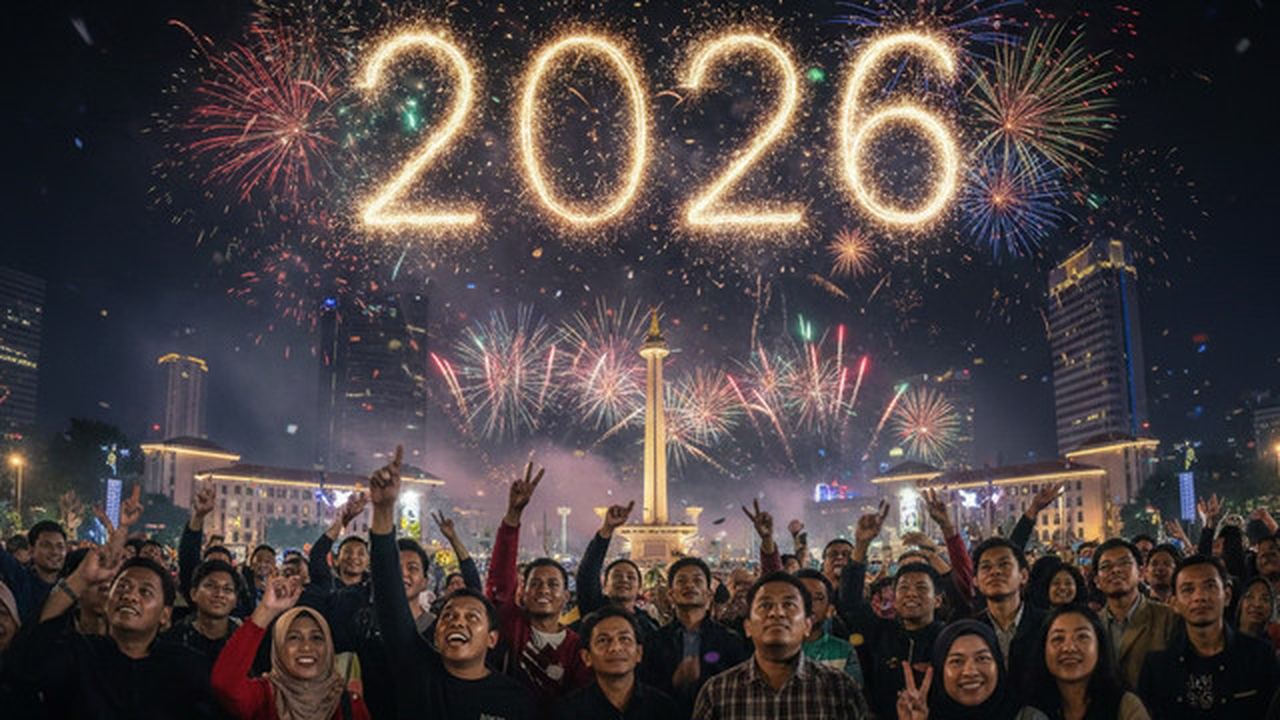 Ilustrasi perayaan tahun baru 2026 di Jakarta