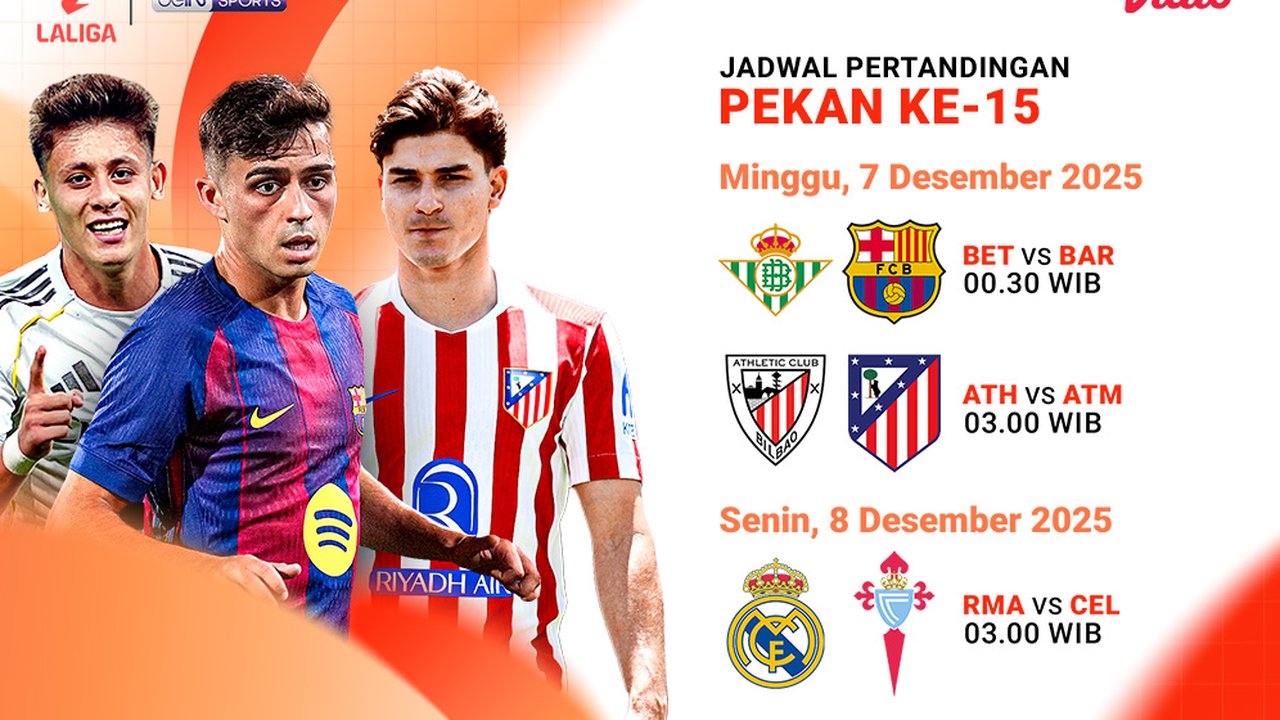 Simak Jadwal La Liga Pekan ke-15 2025/26, Tayang Eksklusif di Vidio