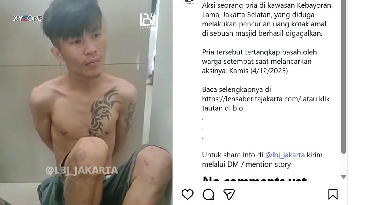 Duduk Jongkok Tertunduk Lesu, Viral Maling Kotak Amal Ditangkap Warga Kebayoran Lama