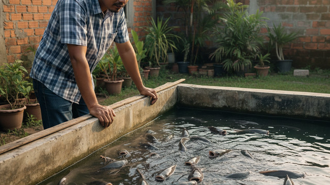 memelihara ikan lele (created by AI)