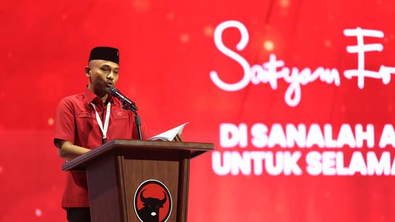 Ketua DPD PDI Perjuangan Provinsi Aceh, Jamaluddin Idham saat membacakan hasil Rakernas I di Beach City International Stadium (BCIS) Jakarta. (Dok: PDIP)