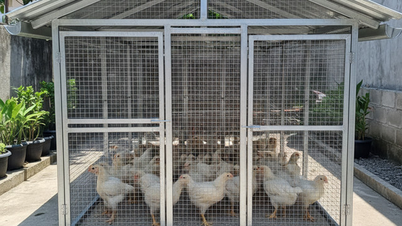 Desain Kandang Ayam Baja Ringan. AI