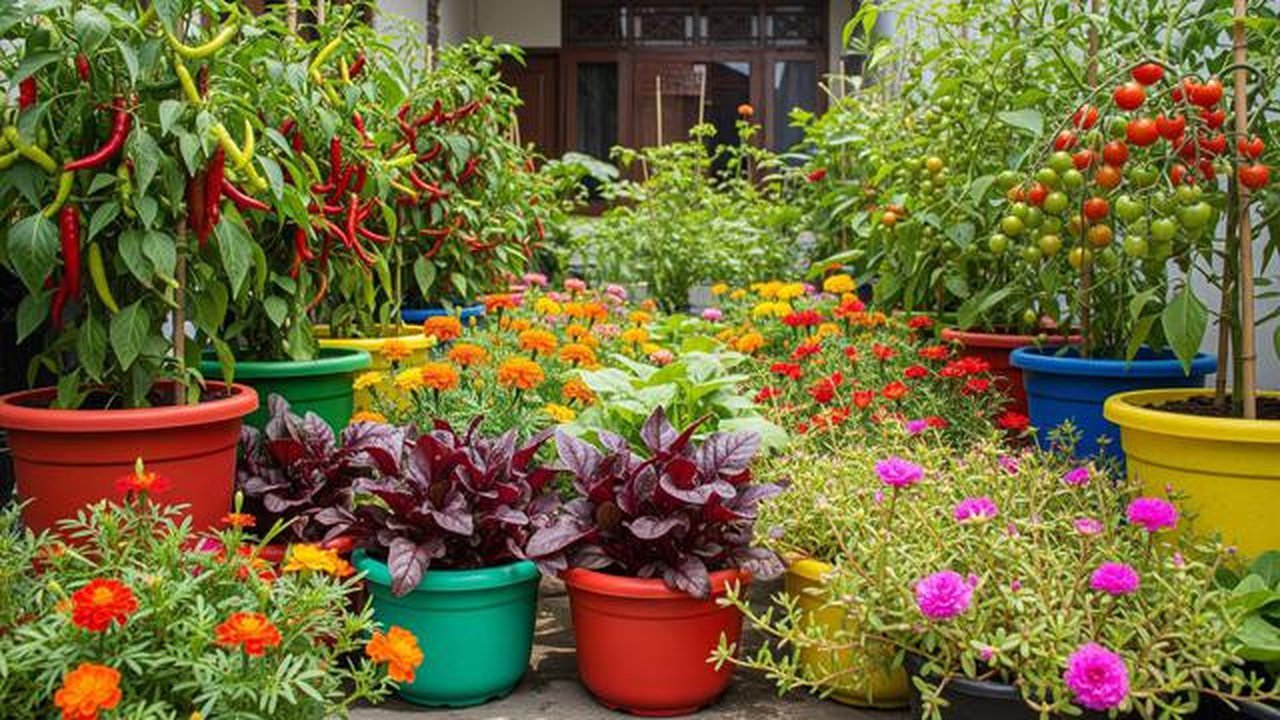 Model Teras Rumah Sempit Tanpa Pagar, Jadi Kebun Mini. Foto: Gemini