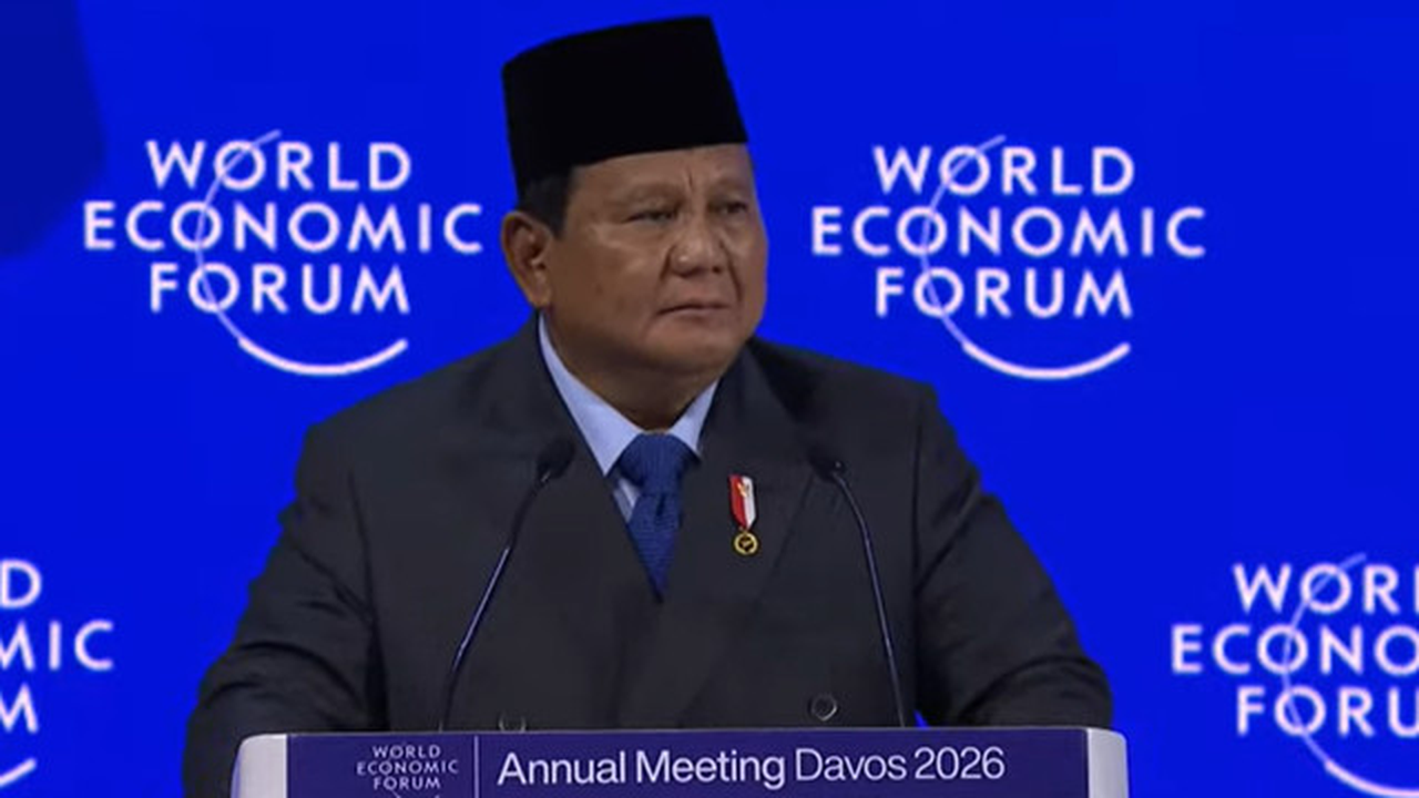 Presiden Prabowo Subianto di World Economic Forum (WEF) Davos, Swiss, Kamis (22/1/2026). (Foto: tangkapan layar/Badan Komunikasi Pemerintah RI)