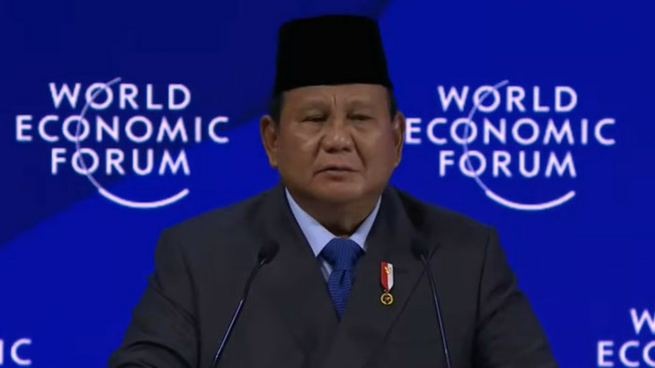 Presiden Prabowo Subianto di WEF Davos, Swiss, Kamis (22/1/2026). (Foto: tangkapan layar/youtube Badan Komunikasi Pemerintah RI)