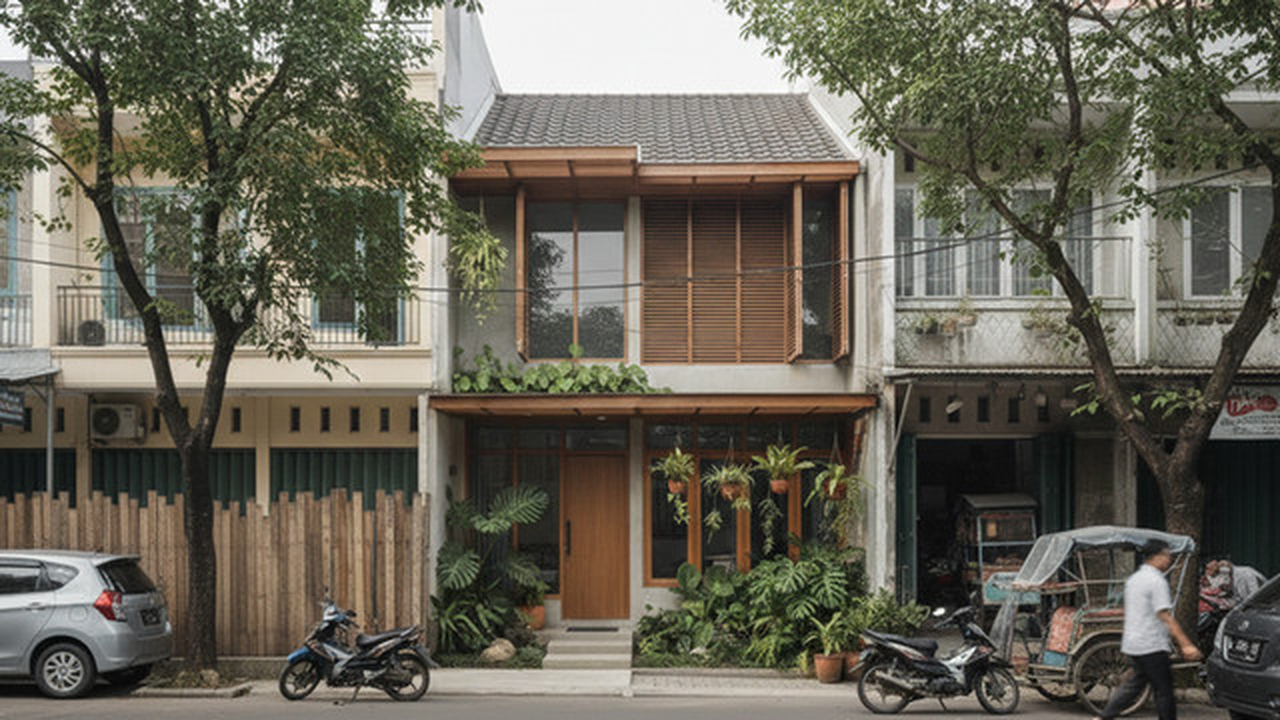 Model Rumah Tropis untuk Lahan Sempit (created by AI)