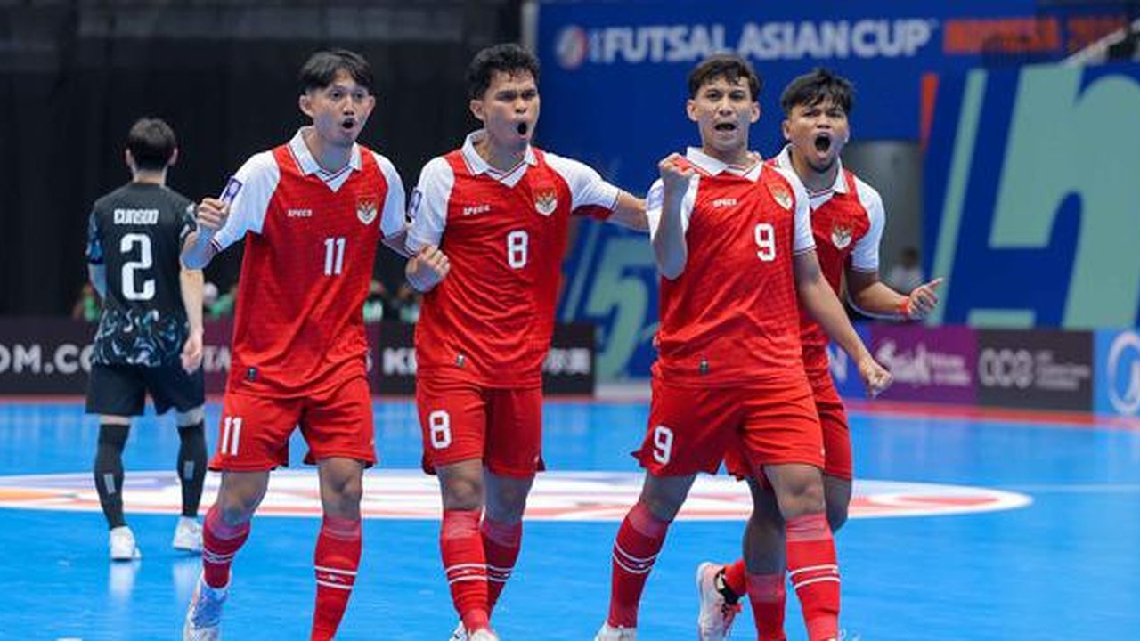 Pemain Timnas Futsal Indonesia merayakan kemenangan atas Korea Selatan pada laga pertama Grup A Piala Asia 2026 di Indonesia Arena, Jakarta, pada Selasa (27/1/2026) malam WIB. Timnas Futsal I