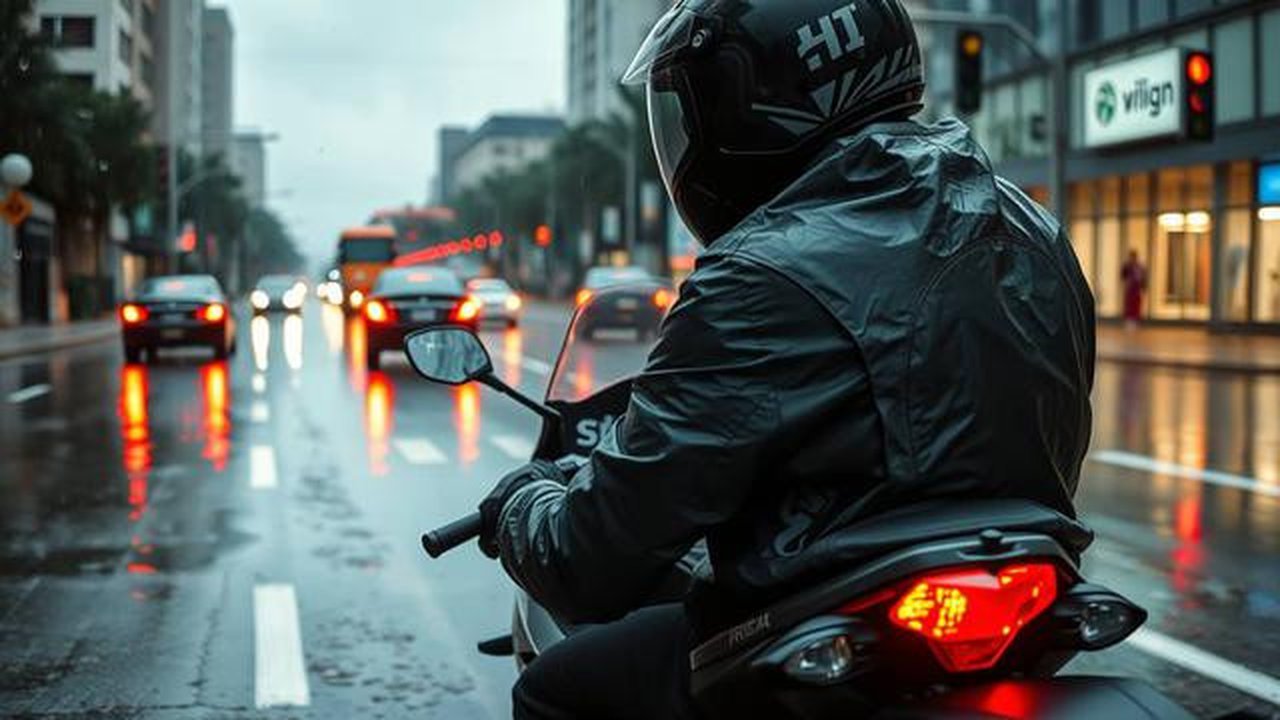 tips berkendara motor saat hujan Ilustrasi dibuat AI