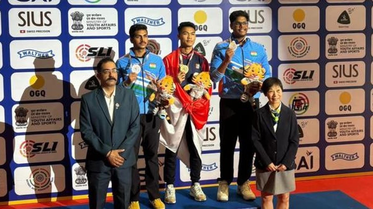 Briptu Muhamad Fawwaz Aditia Farrel berhasil meraih medali emas Asian Rifle/Pistol Championship 2026 yang diselenggarakan di New Delhi, India, Sabtu (14/2/2026) (Dok. Divisi Humas Polri)