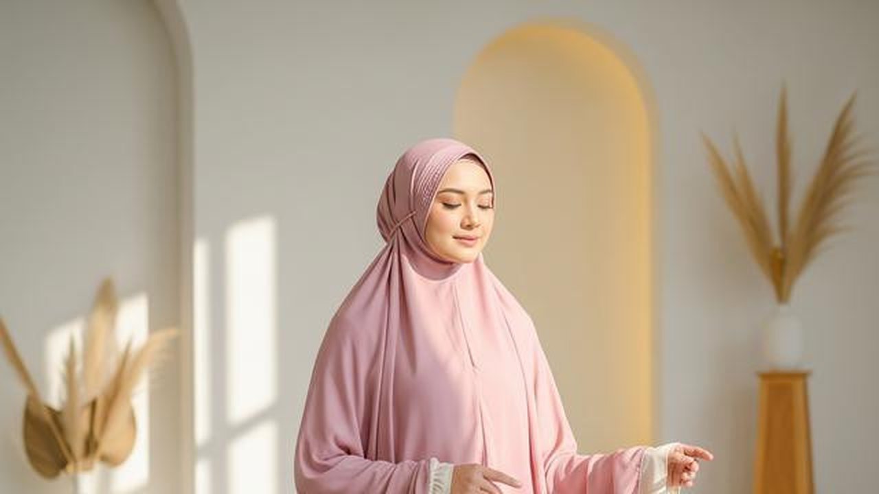 Mukena Two-Tone Pastel Elegan (Sumber: gemini.com)