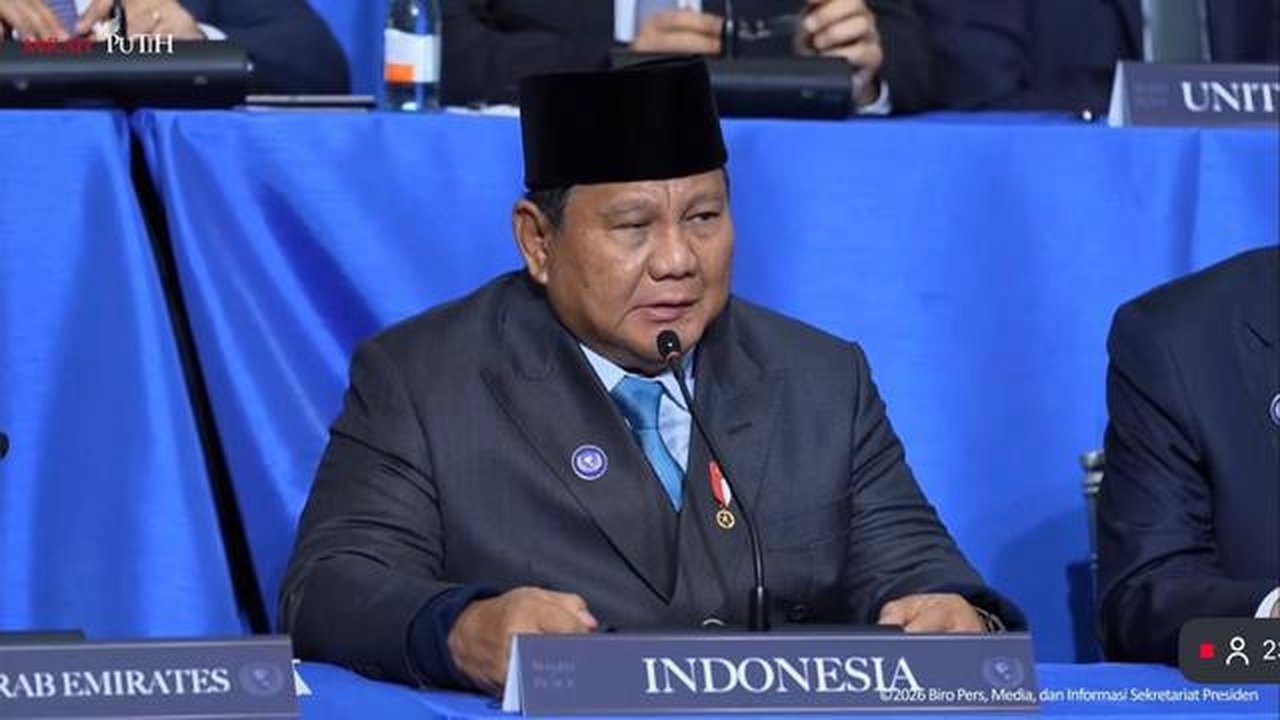 Presiden Prabowo Subianto saat bicara dalam Inaugural Meeting of Board of Peace, Washington D.C. (Foto: Tangkapan layar Youtube Sekretariat Presiden).