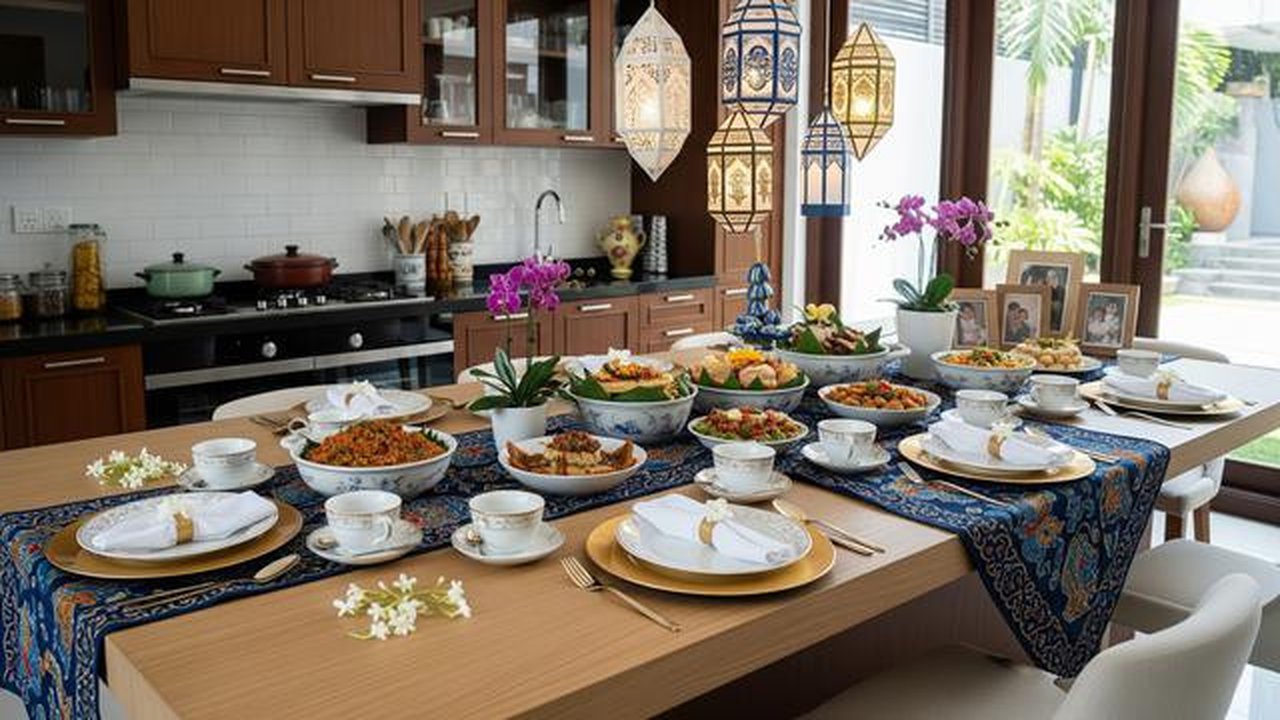 Cara menata meja dapur agar terlihat lebih luas di Hari Raya. [Foto: Gemini]