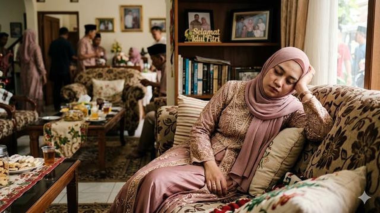 Social Fatigue saat Lebaran (created by AI)