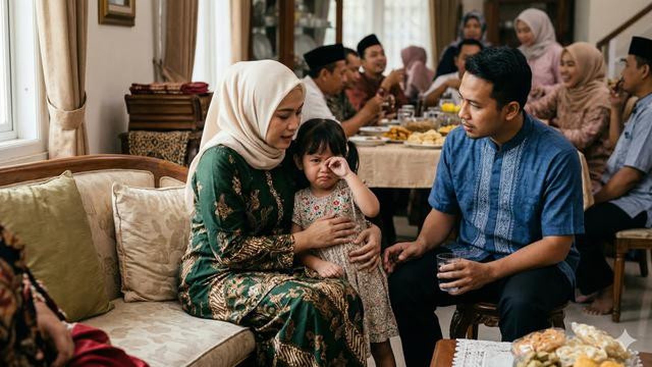 Tips Menangani Anak yang Tantrum saat Silaturahmi Lebaran (Foto: Gemini AI)