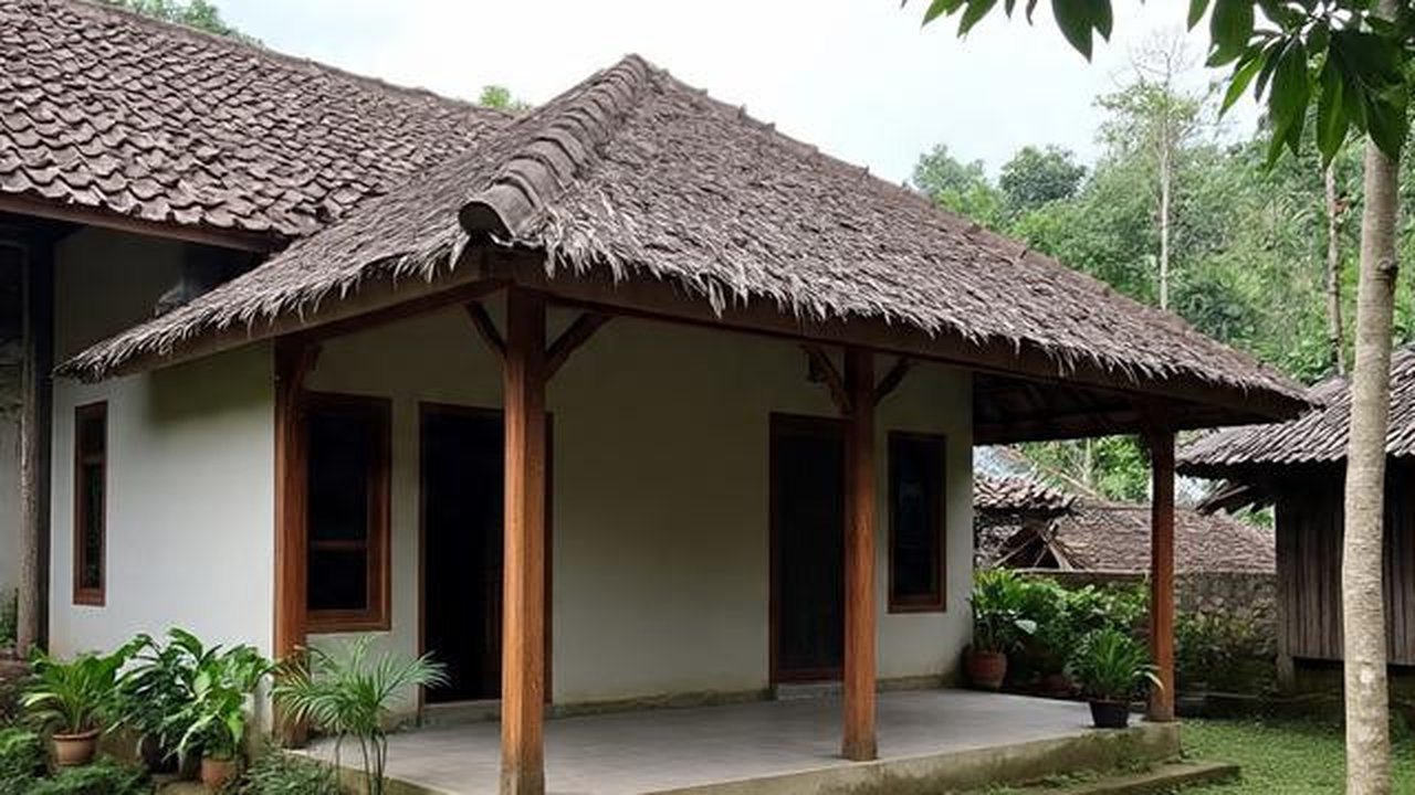 Desain Rumah Kampung dengan Konsep Semi Outdoor Cocok Buat Iklim Tropis. (Foto: AI)