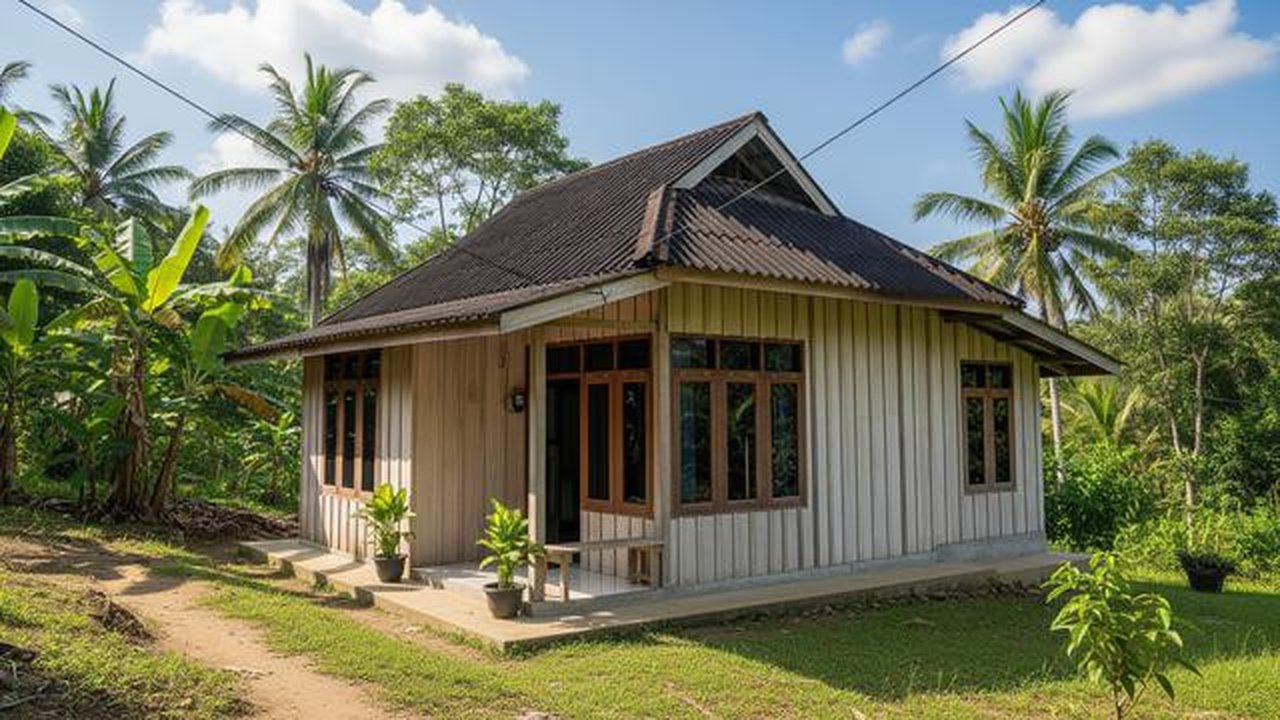 Rumah Sederhana 1 Lantai dengan Atap Miring (Foto: AI)