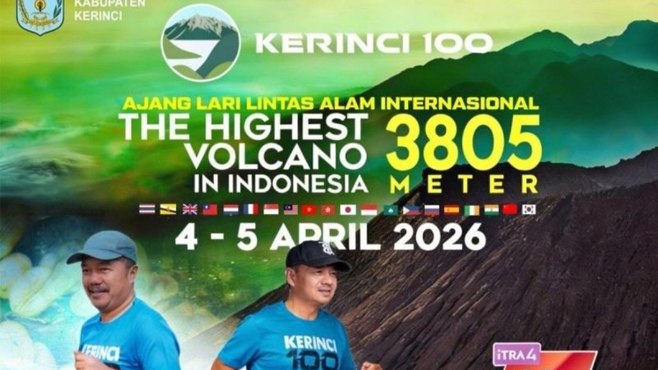 Ajang Lomba Lari Kerinci100 di Kayu Aro, Jambi, pada 4-5 April 2026 akan diikuti 835 peserta dari 20 negara, menawarkan pengalaman lari lintas alam menantang di jalur pegunungan berapi dan danau.