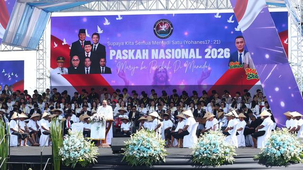 PLN Icon Plus hadir pada perayaan Paskah Nasional 2026 yang digelar di Manado. Perayaan bertema "Kristus Bangkit Memperbaharui Kemanusiaan Kita". (Dok PLN Icon Plus)
