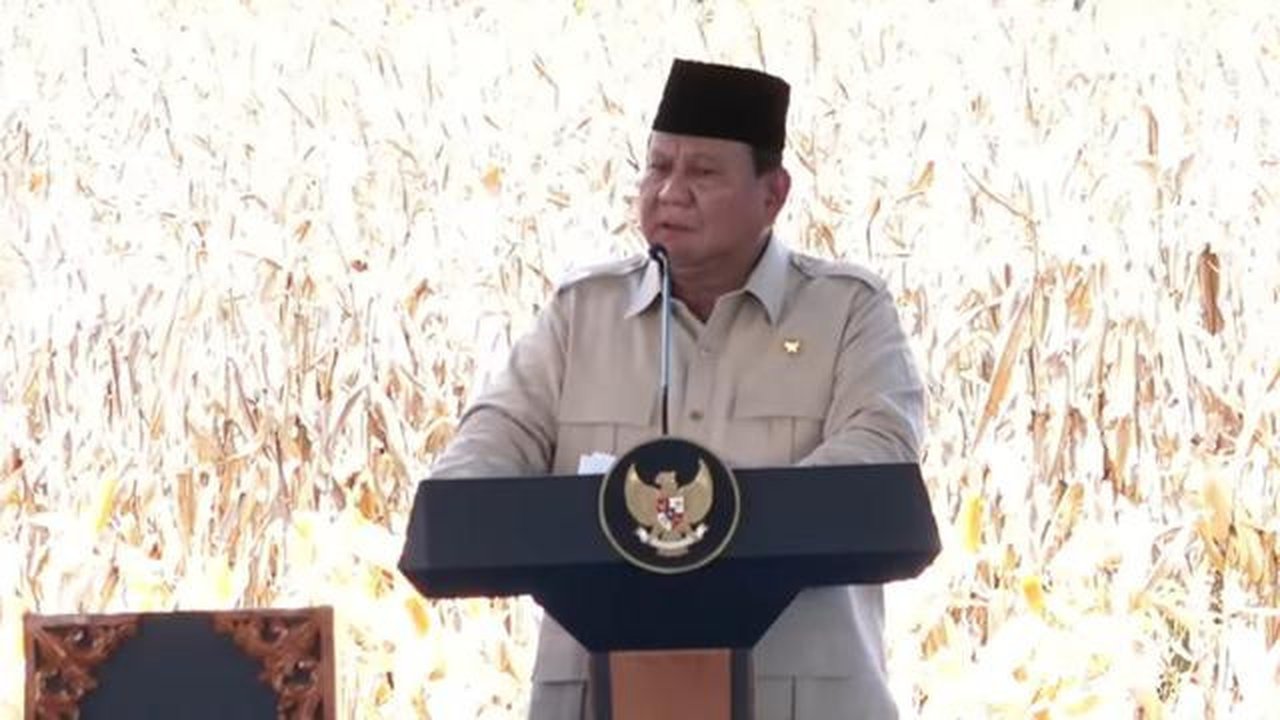 Presiden Prabowo Subianto dalam Panen Raya Jagung Serentak Kuartal II, Kamis (5/6/2025). (Arief/Liputan6.com)