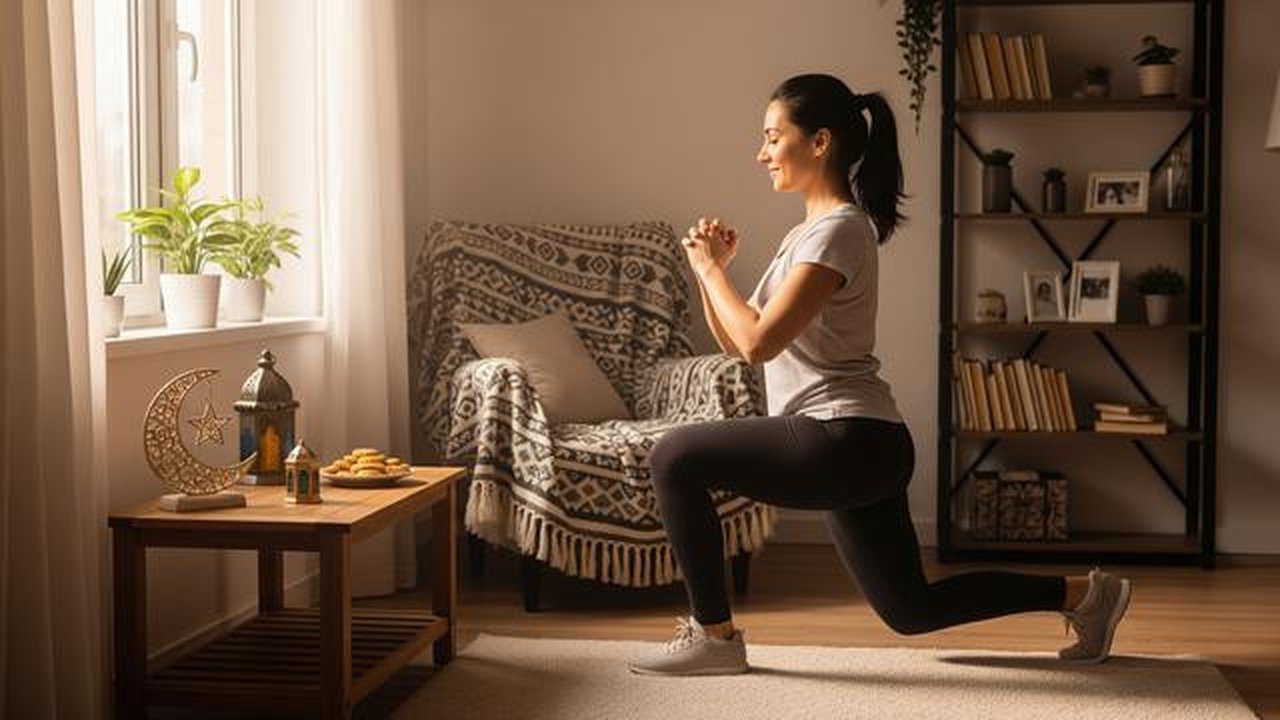 ilustrasi olahraga lunges di sela kesibukan persiapan /Gemini AI