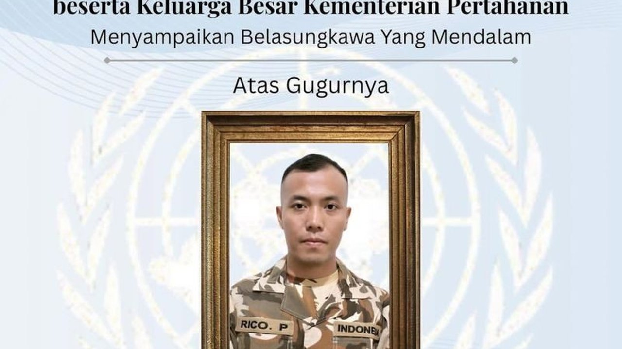 Kementerian Pertahanan (Kemenhan) mengumumkan kabar duka atas gugurnya Praka Rico Pramudia di Lebanon, setelah berjuang menjalani perawatan medis akibat luka berat dalam misi perdamaian UNIFIL.